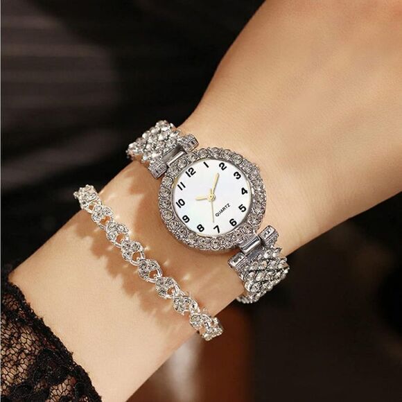 Silver Watch and Tennis Bracelet Set - Picture 1 of 5